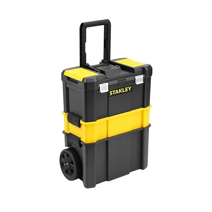 STANLEY STST1-80151 Essential Heavy-Duty Portable Stackable 3-in-1 Rolling Workshop, 20 Kg Weight Ca